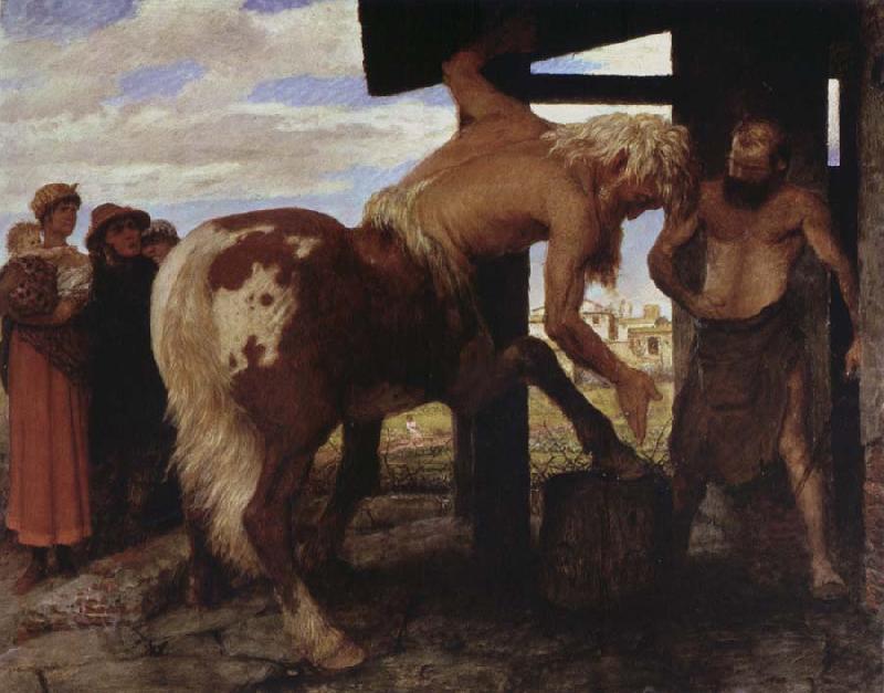 Arnold Bocklin Kentaur in the village smiths oil painting image
